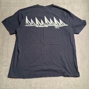 vintage nautica shirt adult size L blue sailing competition nautical flag